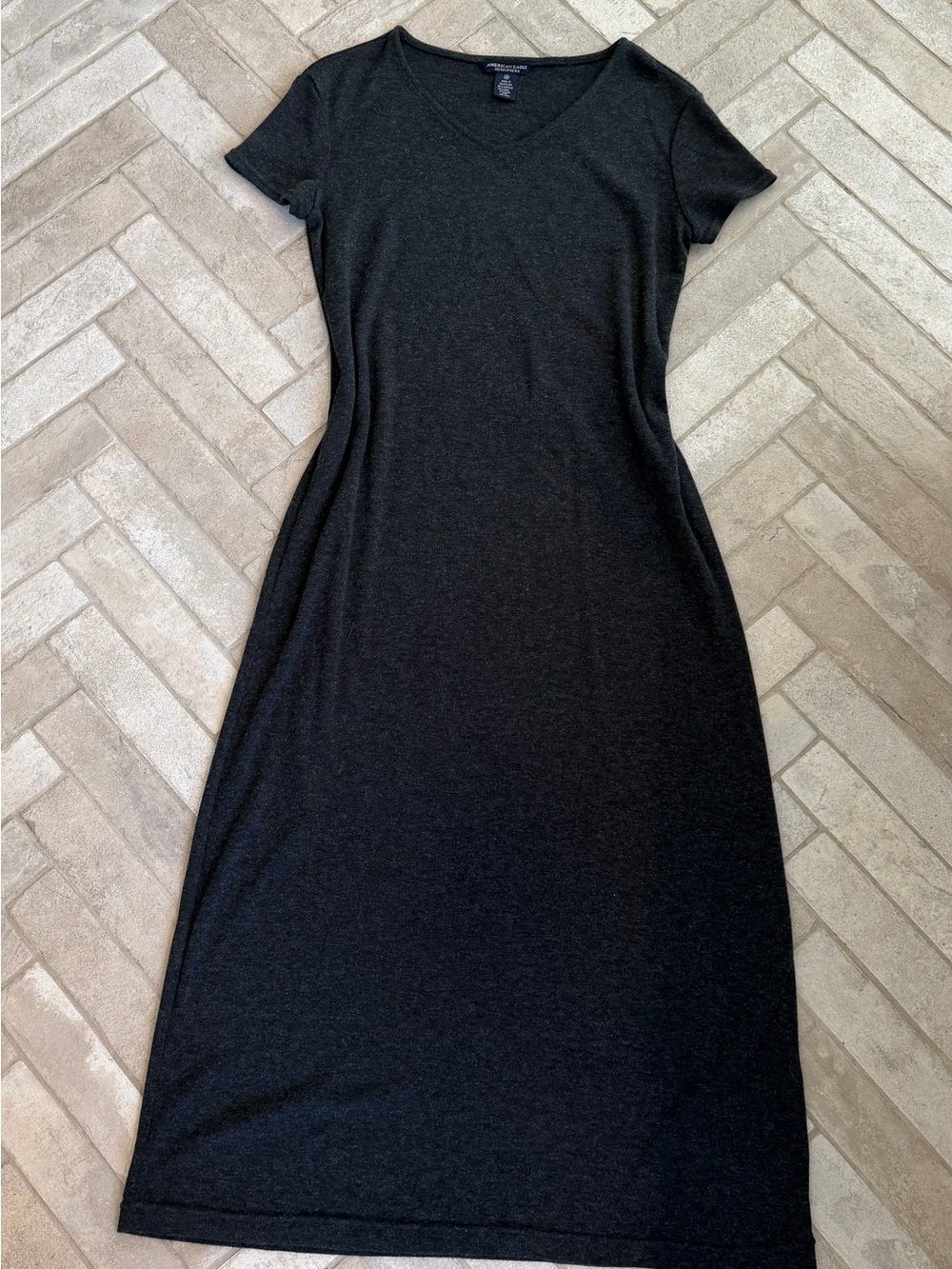 American Eagle Charcoal Wool Blend Knit Maxi Dress M - Picture 1 of 5